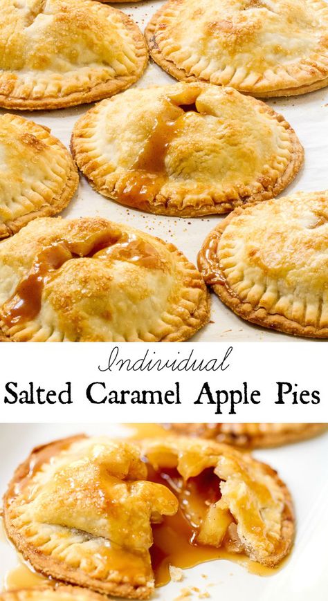 Salted Caramel Apple Hand Pies are so easy to make and taste fantastic. Bet you can't eat just one! Homemade Hand Pies, Types Of Pies, Caramel Apple Pies, Desserts Fall, Salted Caramel Apple Pie, Individual Pies, Hand Pie Recipes, Apple Hand Pies, Fried Pies