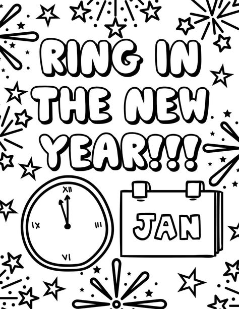 Let your children ring in the new year with these fun and free New Year coloring pages for 2024! From dazzling party hats to clocks ticking down to midnight, there are Happy New Year coloring sheets for kids of all ages, including toddlers, preschoolers, older kids, and teens. Whether you want to use these at home, in the classroom, or at holiday parties, these new year printables make a great first-of-the-year activity for kids of different ages! New Year Printables, Colouring Pictures, Snowman Coloring Pages, New Year Coloring Pages, Floating Balloons, Holiday Activities For Kids, Fall Coloring, New Years Activities, Party Streamers