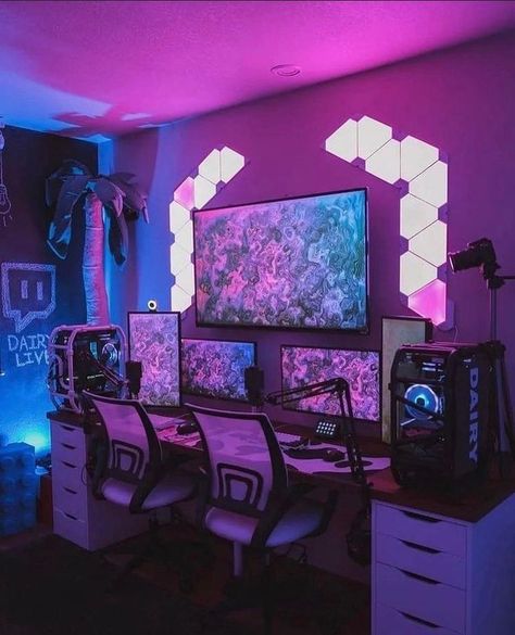 Couple Gaming Room Setup, Stream Setup, Set Up Gamer, Gaming Computer Setup, Games Room Inspiration, Gaming Desk Setup, Best Gaming Setup, Computer Gaming Room, Gaming Pad