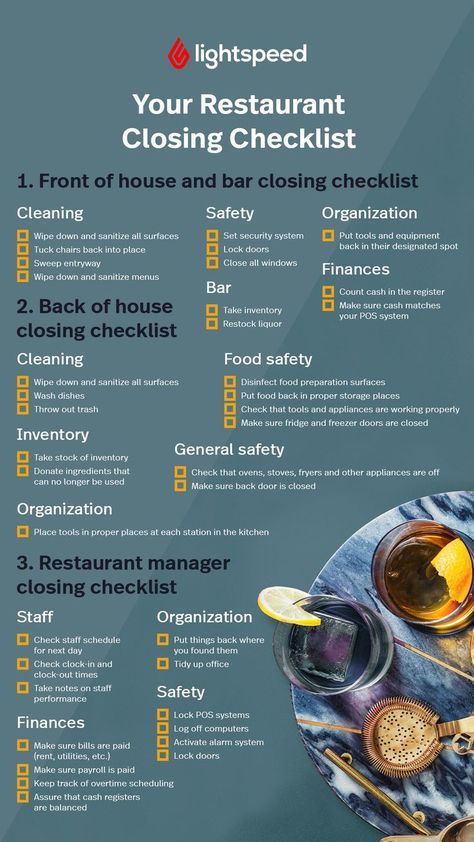 Closing Checklist, Culinary Lessons, Restaurant Business Plan, Restaurant Manager, Starting A Restaurant, Restaurant Cleaning, Restaurant Opening, Restaurant Plan, Opening A Coffee Shop