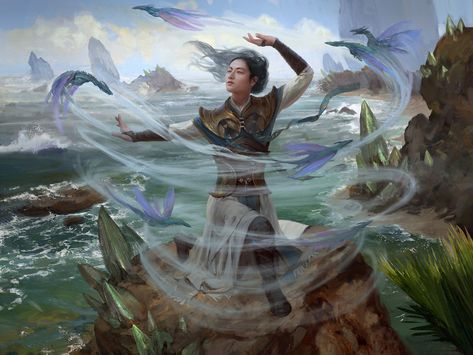 ArtStation - Whirlwind Of Thought, Bram Sels Air Bending, Sky God, Air Magic, Elemental Magic, Super Powers Art, Mtg Art, Reference Poses, Magic Art, Fantasy Inspiration