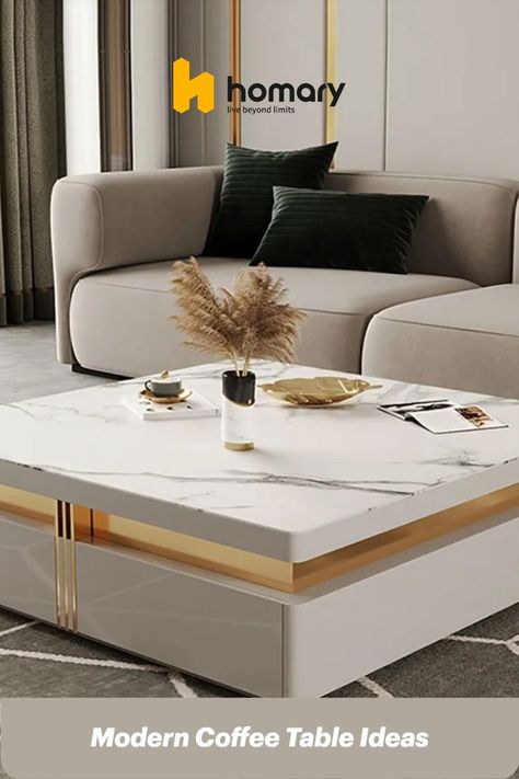 Modern Coffee Table Design, Coffee Table Stone, Hall Room Design, Coffee Table Design Modern, Hall Room, Storage Coffee Table, Square Storage, Modern Cupboard Design, Luxury Coffee Table