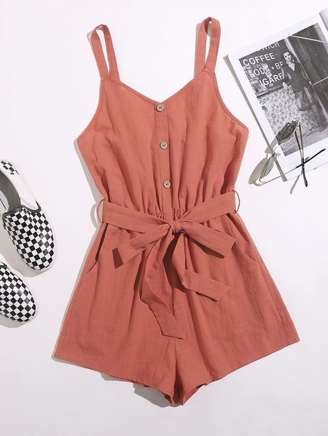 Everyday Outfits Summer, Trendy Romper, Florida Outfits, Rusty Rose, Cami Romper, Leg Belt, Trendy Summer Outfits, Cute Rompers, Summer Fashion Outfits