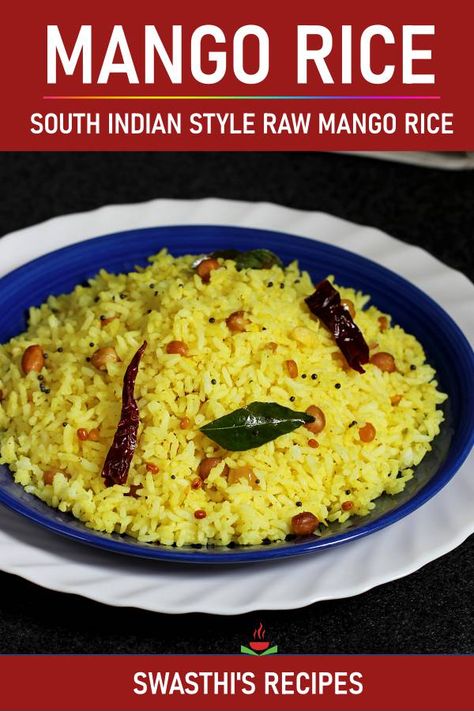 Easy Lunch Box Recipes, Mango Rice, Andhra Recipes, Indian Rice Recipes, Vegetarian Recipes Lunch, Chana Dal, Urad Dal, Easy Rice Recipes, Lemon Rice