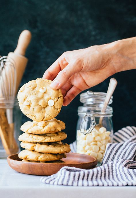 Small Batch White Chocolate Macadamia Nut Cookies White Chocolate Chip Macadamia Nut Cookies, Macadamia Nut Cookies Recipe, Small Batch Cookie Recipe, Chocolate Macadamia Nut Cookies, Small Batch Cookies, White Chocolate Macadamia Nut Cookies, White Chocolate Macadamia Nut, Batch Recipes, Macadamia Cookies