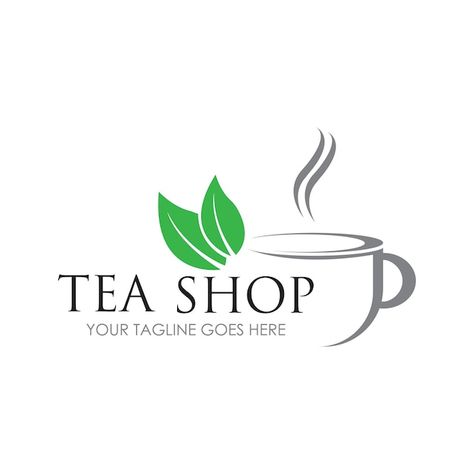 Vector tea shop | Premium Vector #Freepik #vector #cup-logo #coffee-logo #cafe-logo #mug-logo Tea Shop Logo Design Ideas, Tea Logo Branding, Logo Es Teh, Tea Logo Design Ideas, Tea Brand Logo, Tea Cup Logo, Tea Shop Logo, Tea Logo Design, Podcast Branding