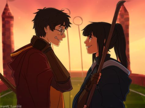 Harry and Cho 'what if' by nymre. Cho Chang, Harry Potter Illustrations, Yer A Wizard Harry, Harry Potter Images, Harry Potter Artwork, Harry Potter Ships, Harry Potter Anime, Hogwarts Mystery, I'm With The Band