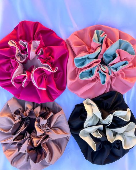 Our Handmade hairbonnets R100 each 😍 #hairbonnet #hairbonnets #foryou How To Make Hair Bonnet, Bonnet Designs, Satin Bonnet Natural Hair, Pink Penthouse, Satin Accessories, Girly Essentials, Silk Hair Bonnets, Wallpaper Glitter, Hair Bonnets