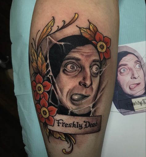 Young Frankenstein Tattoo, Igor Tattoo, Madness Tattoo, Young Frankenstein Movie, Frankenstein Tattoo, Marty Feldman, Tattoos 2024, Cool Tattoo Ideas, Movie Tattoo