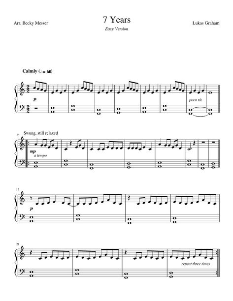 Lucas Graham, Music Notes Piano, Piano Sheet Music Letters, Free Printable Sheet Music, Music Letters, Best Piano, Piano Video, Easy Piano Sheet Music, Flute Music