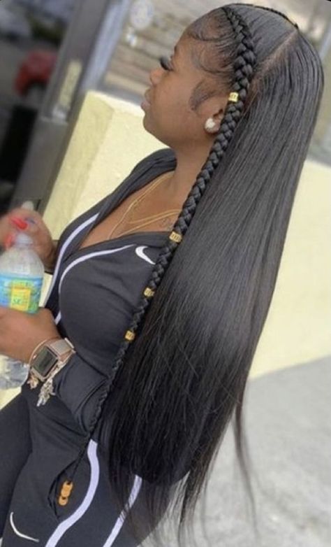 Two Braids With Hair Down, Front Braids, Straight Hair Bundles, Two Braids, Girls Hairstyles Braids, Girls Braids, Hair Routine, Black Hairstyles, Hair Down