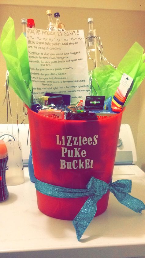 21st birthday idea! Puke bucket! 21st Birthday Puke Bucket Ideas, Puke Bucket, 21st Birthday Diy, Bucket Ideas, Parties Ideas, Birthday Idea, 21st Birthday Gifts, Birthday Diy, Gag Gifts