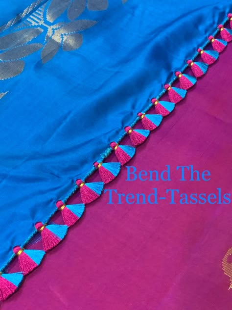 Sari Gonde Design, Saree Tassels Designs Latest Simple, Saree Kuchu Designs Latest Simple, Saree Mudulu Designs, Kongulu Designs Latest, Kongu Mudulu Designs, Simple Saree Kuchu Designs Latest, Saree Pallu Kuchu Designs, Saree Kuchu Designs Latest