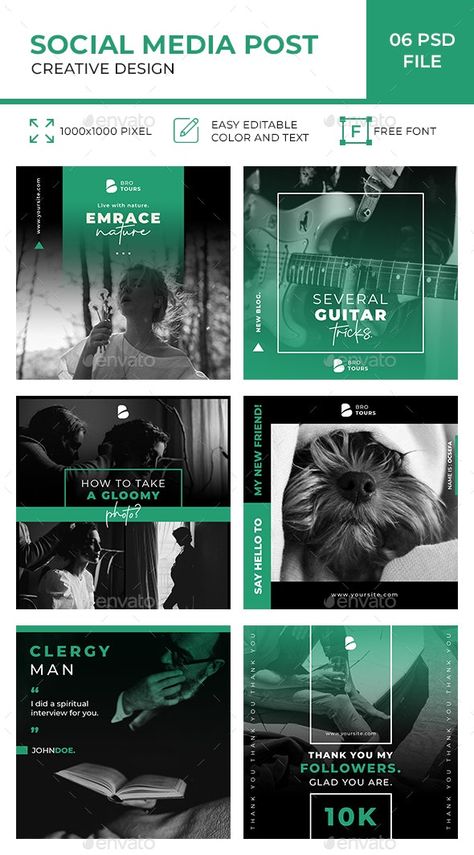 Instagram Social Media Pack by emrerencreative | GraphicRiver Company Linkedin Post Design, Facebook Ads Template, Instagram Company Post Design, Elegant Social Media Design, Social Marketing Design, Linkedin Design, Instagram Fonts, Facebook Ad Template, Handwriting Logo