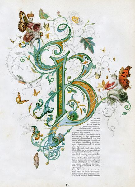 Illuminated letter The Letter B, Alfabet Letters, Illumination Art, Fancy Letters, Kunst Inspiration, Creative Lettering, Calligraphy Alphabet, Pretty Drawings, Illuminated Letters