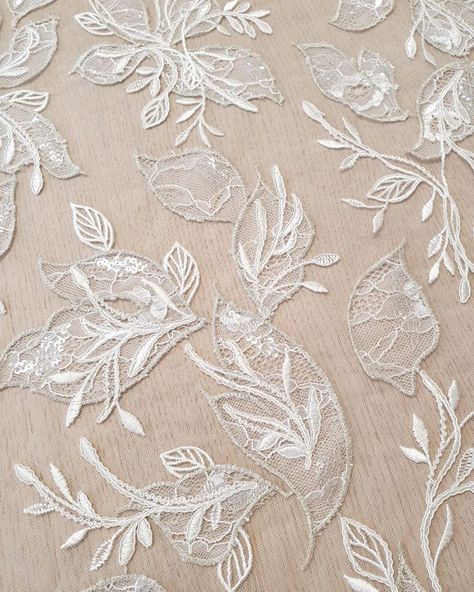 Imperial Lace on Instagram: “HOT NEW ivory embroidery lace fabric with some sequin moment, silver thread AND growing effects 🌿🕊😍 Clothe yourself in our laces! #bestlace…” White Lace Fabric, Veil Lace, Beaded Lace Fabric, Lace Veil, Fabric Embroidery, Wedding Lace, Ivory Flowers, Embroidery Designs Fashion, Wedding Dress Accessories