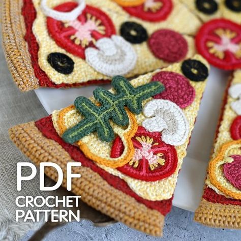 ВЯЗАНИЕ РУКОДЕЛИЕ on Instagram: "❗15% discount until February 13 New Crochet pattern🍕 (English/Russian) in my Etsy store. Link in bio @pelyushenko_craft 13-pages PDF, step-by-step instruction with photos of process and diagrams. You can crochet: •pizza slice • catchup • cheese • sausage • tomato • olives • pepper • mushrooms • onion • rocket leaf Happy crocheting😊" Crochet Pizza, Pizza Pattern, Amigurumi Food, Food Pattern, Crochet Food, Crochet Ornaments, Food Projects, February 13, Pizza Slice