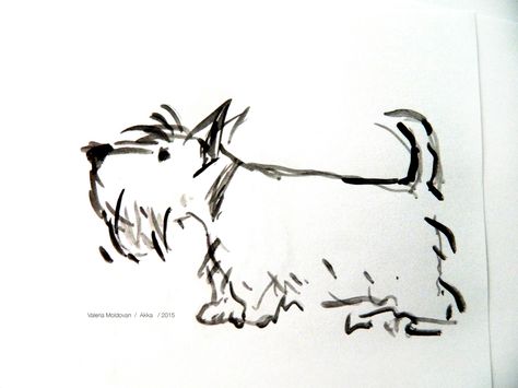 By: Valerie Moldovan 2015 Scottie Dog Drawing, Scottish Terrier Drawing, Scottish Terrier Tattoo, Westie Illustration, Terrier Illustration, Puppy Sketch, Scottie Terrier, Dog Cafe, Scottie Dogs