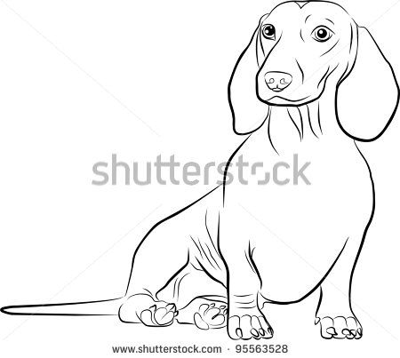 Dachshund Silhouette On A White Background - Freehand Stock Photo ... Arte Dachshund, Dachshund Drawing, Dachshund Silhouette, Dachshund Art, Weenie Dogs, Angel Painting, Dachshund Love, Weiner Dog, Animal Sketches