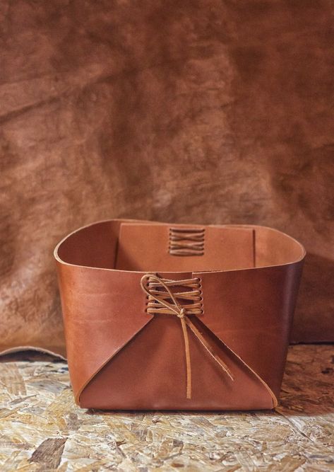 Leather Products Ideas, Leather Home Decor, Leather Basket, Products Ideas, Handmade Notebook, Sunglass Holder, Leather Box, Leather Hide, Ideas Creative