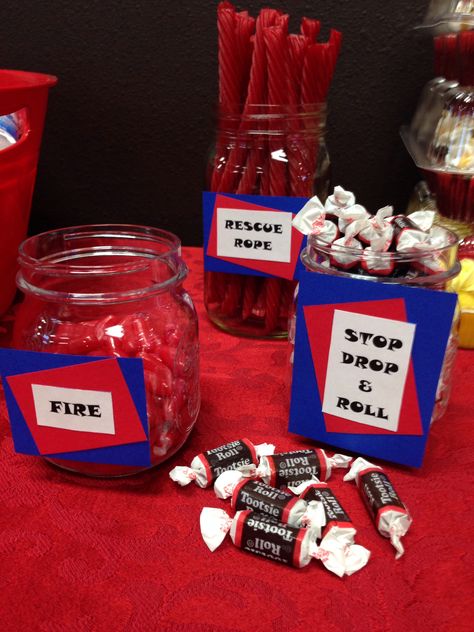 fire fighter baby shower candy Fireman Baby Showers, Fire Department Christmas, Firefighter Baby Showers, Theme Baby Shower Ideas, Baby Shower Food Ideas, Shower Food Ideas, Fireman Party, Firefighter Wedding, Firetruck Birthday Party