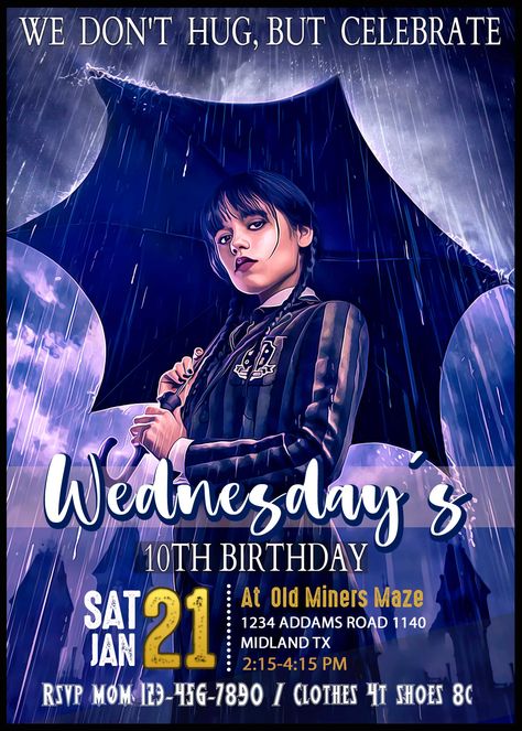 Wednesday Sleepover Party, Wensday Invitation, Addams Family Birthday Party Decorations, Wednesday Addams Birthday Invitation Template, Wednesday Addams Birthday Party Invitation Ideas, Wednesday Adams Birthday Invitation, Wednesday Theme Party Ideas, Wednesday Invitation Template, Wednesday Adams Party Theme