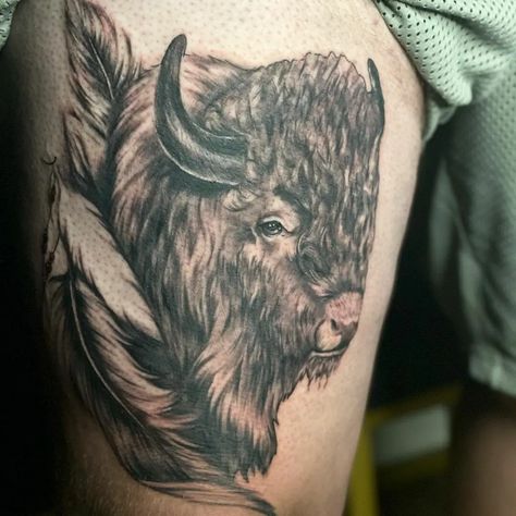 Feminine Buffalo Tattoo, Buffalo Head Tattoo, Buffalo Tattoo Ideas, Buffalo Tattoos, Bison Tattoo, Buffalo Tattoo, Buffalo Art, Buffalo Skull, Famous Tattoos