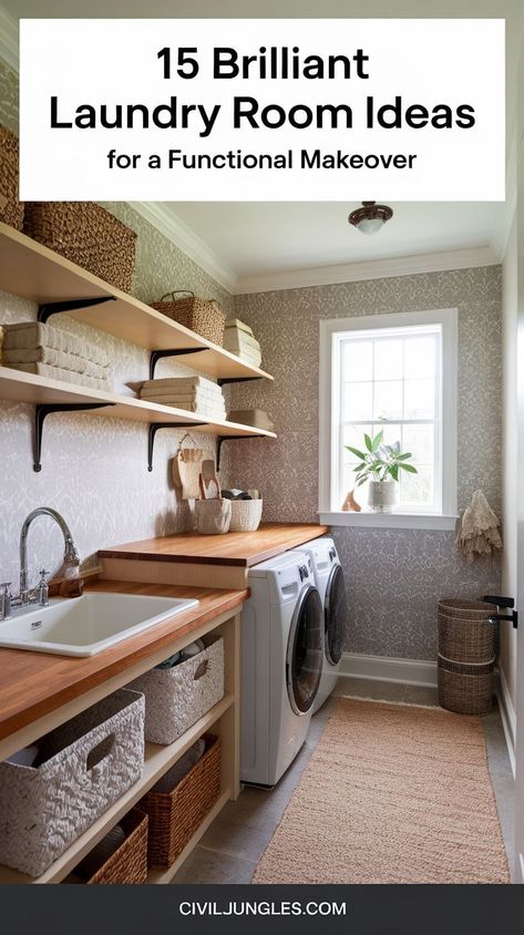 Transform your laundry room into an organized, stylish haven with these 12 clever ideas! Whether you have a small space or a dedicated laundry area, these design tips will help maximize storage, add style, and create a functional space. From creative shelving solutions to space-saving drying racks, find inspiration to make your laundry chores feel less like a hassle and more like a breeze. Diy Laundry Room Shelves, Storage Laundry Room, Creative Shelving, Functional Laundry Room, Laundry Room Drying Rack, Drying Racks, Laundry Room Shelves, Laundry Room Ideas, Maximize Storage