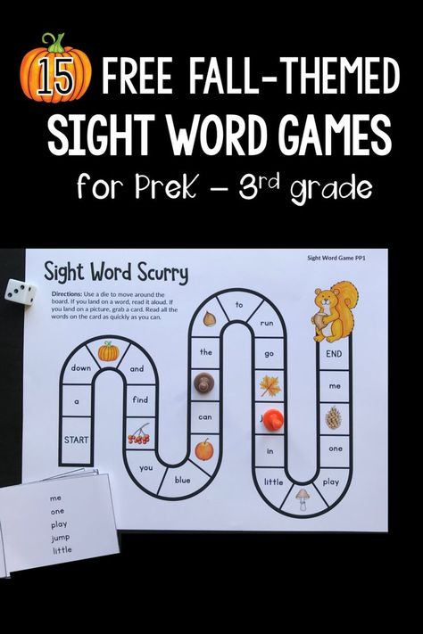 Looking for fall sight word activities? Your students will love these fall-themed sight word games for the Dolch sight word lists ... from preprimer through third grade! You can even grab an editable sight word game! #sightwords #kindergarten #firstgrade #secondgrade #thirdgrade Halloween Sight Word Games, Sightwords Kindergarten, Tutoring Reading, Reading Lab, Editable Sight Word Games, Kinder Centers, The Measured Mom, Measured Mom, Homeschooling Preschool