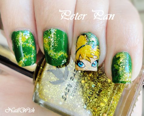 Nails Design Disney, Peter Pan Nails, Tinkerbell Nails, Disney Nail Designs, Disney Tinkerbell, Nail Art Disney, Disney Nails, Ideas Nails, Trendy Nail Design