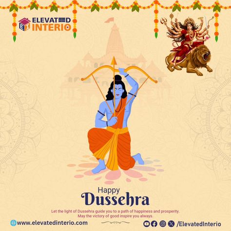 ✨ Happy Dussehra from Elevated Interio! ✨ May this festive season bring the triumph of good over evil, light over darkness, and the transformation of your space into something truly divine. Let’s elevate your interiors to match the festive vibes and create a space where beauty and positivity reign supreme! #ElevatedInterio #HappyDussehra #FestiveDesign #InteriorTransformation #designwithpurpose Happy Dussehra Images, Company Vision And Mission, Dussehra Greetings, Dussehra Images, Happy Dussehra, Magic Design, Caption Quotes, Beige And Black, Group Of Companies