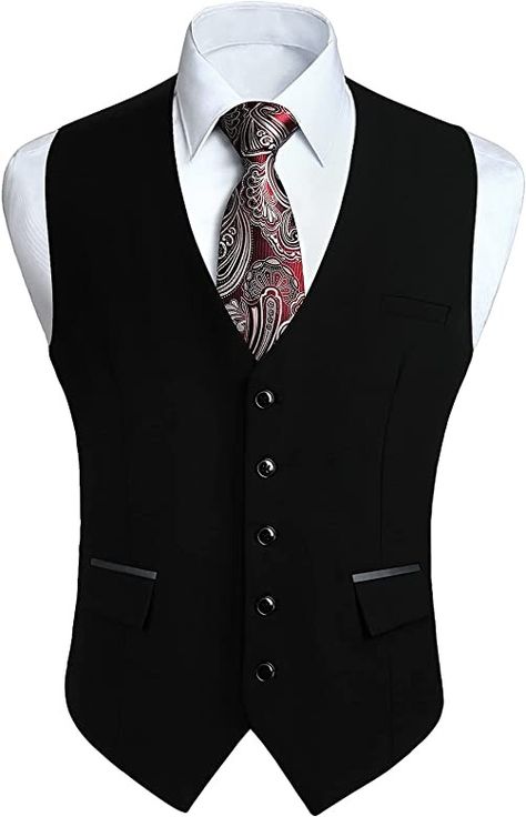 HISDERN, men, amazon, fashion, business Solid Wedding Dress, Business Suit Vest, Business Vest, Formal Vest, Tuxedo Vest, Suit Pin, Mens Suit Vest, Dress Shirt And Tie, Men Formal