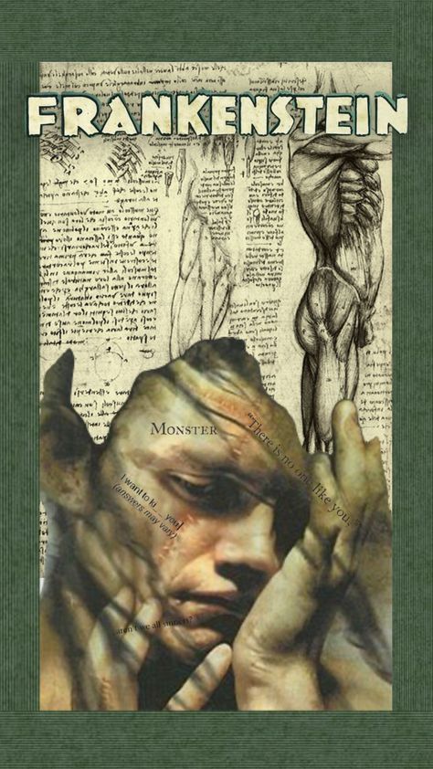 Frankenstein's Monster Book Accurate, Frankenstein Collage, Elizabeth Frankenstein, Adam Frankenstein, Frankenstein Fanart, Halloween Literature, Frankenstein Wallpaper, Frankenstein Illustration, Frankenstein Pictures