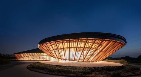 Round Architecture Design, Park Architecture, Circular Buildings, Round Building, Modern Agriculture, Tourist Center, Bamboo Structure, Bamboo Architecture, Parametric Architecture