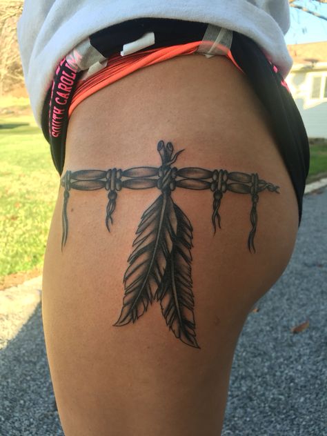 Ankle Band Tattoo, Indian Girl Tattoos, Leg Band Tattoos, Indian Feather Tattoos, Tato Suku, Cowgirl Tattoos, Native American Tattoos, Native Tattoos, Hip Tattoos