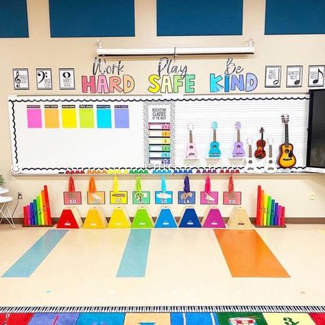 Music Classroom Bulletin Boards, Drama Classroom, Instrument Wall, Music Classroom Decor, Rainbow Classroom, Elementary Classroom Decor, Elementary Music Classroom, Diy Classroom, Classroom Bulletin Boards