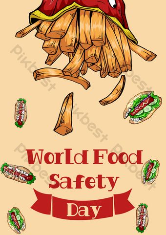 World Food Safety Day Poster, Safety Day Poster, Food Safety Posters, World Food Safety Day, Food Safety Day, Food World, Mothers Day Poster, Red Words, Poster Psd Free Download