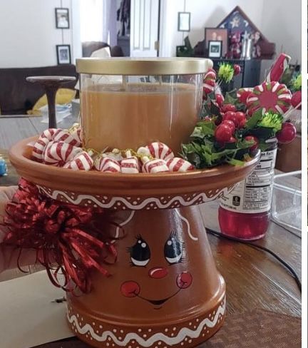 Mason Jar Christmas Decorations, Official Cookie Tester, Christmas Bazaar Ideas, Gingerbread Candle, Terra Cotta Pot Crafts Diy, Dollar Store Christmas Crafts, Gingerbread Crafts, Gingerbread Christmas Decor, Terra Cotta Pot Crafts