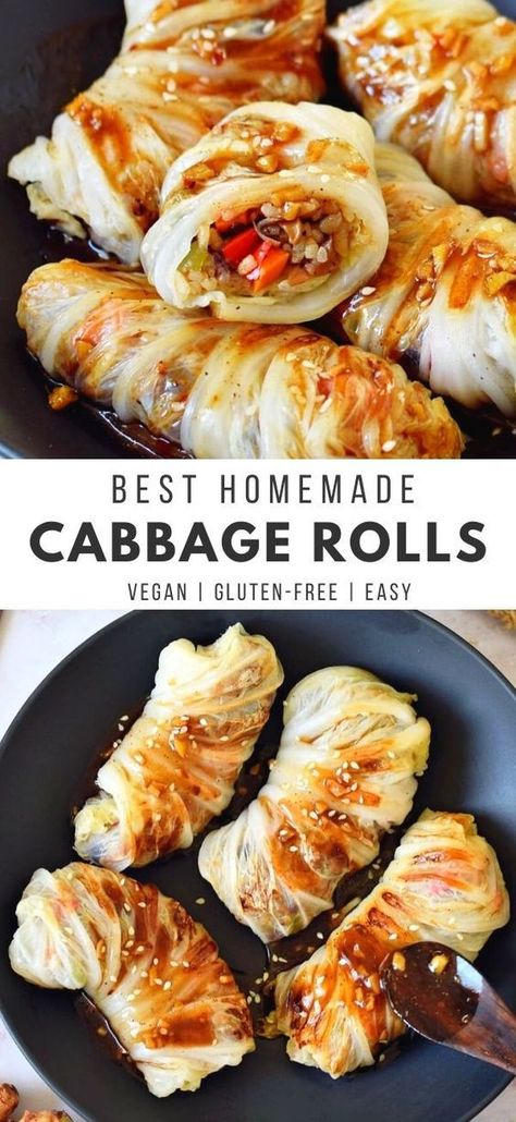 Veggie Cabbage Rolls, Brown Garlic Sauce, Vegetarian Cabbage Rolls, Vegetarian Chinese Recipes, Napa Cabbage Recipes, Vegan Cabbage Rolls, Vegan Cabbage, Cabbage Rolls Recipe, Vegetarian Cabbage