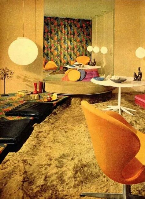 70's interior 60s Interior, Retro Rooms, 70s Interior, Mid Century Interior, Retro Interior Design, 70s Home, 70s Decor, 70s Home Decor, Vintage Interior Design