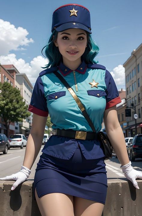 Officer Jenny (Pokemon) Officer Jenny Cosplay, Pokemon Officer Jenny, Pokemon Cosplay Female, Officer Jenny, Pokemon Clothes, Army Images, Pokemon Cosplay, Smart Art, Pokemon Fan Art