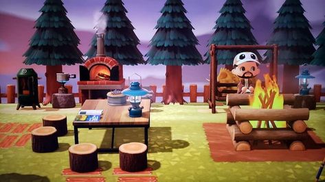 animal-crossing-island-ideas-camp Campfire Animal Crossing, Animal Crossing Campfire Ideas, Acnh Campfire Ideas, Acnh Campfire Design, Animal Crossing Christmas Ideas, Acnh Campsite, Animal Crossing Island Ideas, Animal Crossing Christmas, Holiday Living Room