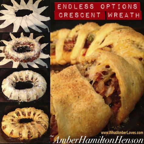 Crescent Roll Wreaths Croissant Wreath, Crescent Roll Wreath, Pilsbury Recipes, Roll Wreath, Pillsbury Recipes, Crescent Roll Recipes, Crescent Roll, Strawberry Salad, Crescent Rolls