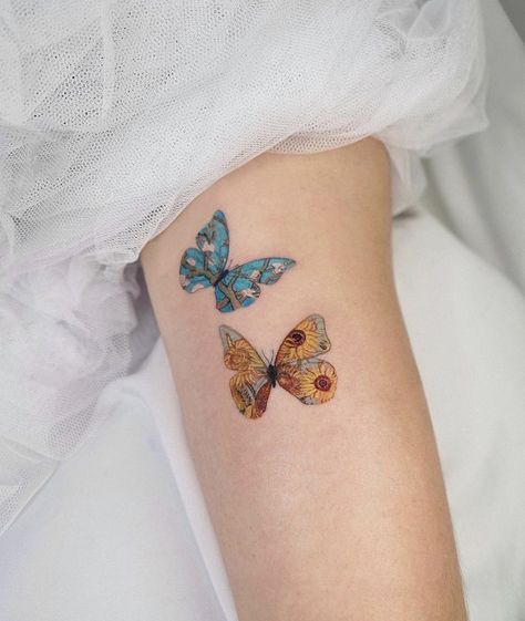 Different Butterflies, Stained Glass Tattoo, Art Inspired Tattoos, Tattoo Van, Cross Tattoos For Women, Insect Tattoo, Cute Tiny Tattoos, Tatuaje A Color, Famous Artwork