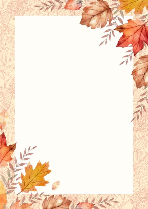 Fall Planner Layout, Free Autumn Printables, Fall Stationary, Poppy Background, Page Boarders, Autumn Frame, Fall Borders, Natural Watercolor, Watercolor Autumn Leaves