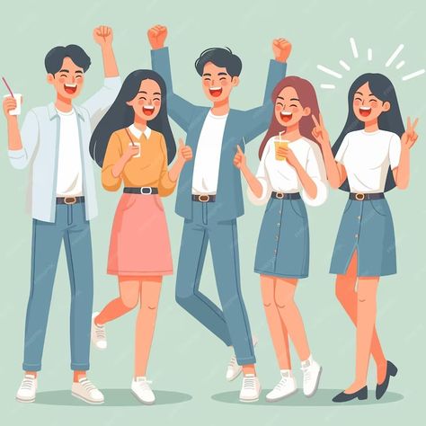 Premium Vector | A group of people with the word quot happy quot on the bottom Vector Art Illustration Graphics, A Group Of People, Wallpaper Girly, Group Of People, Iphone Wallpaper Girly, Happy Words, A Group, Art Illustration, Premium Vector