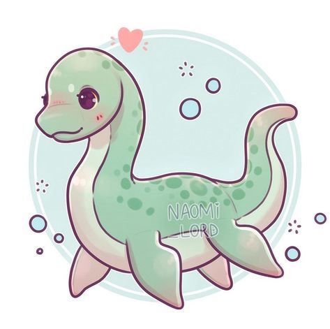 Creatures To Draw, Naomi Lord Art, Naomi Lord, Mythical Creature Art, The Loch Ness Monster, Dinosaur Drawing, Monster Drawing, Cute Kawaii Animals, Loch Ness Monster