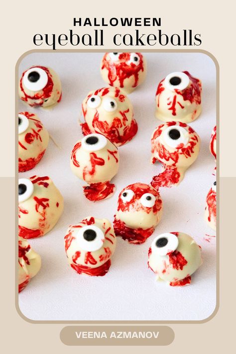 Get ready to indulge your wicked side this Halloween with an irresistible treat that impresses and terrifies your guests. It's time to delve into the world of bloody eyeball cake balls, the ultimate Halloween delicacy that combines delicious flavors with spine-chilling visuals. Eyeball Cake Pops Halloween, Eye Ball Cake Pops, Eyeball Cake Balls, Halloween Desserts Cake, Halloween Cake Balls, Soaked Cake, Halloween Bakes, Eyeball Cake Pops, Eyeball Cake