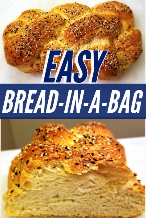 Easy Bread In A Bag, Challah Bread In A Bag, Easy Challah Bread Recipe In A Bag, How To Make Challah Bread, Bread In A Bag Recipe Kids, Challah In A Bag Recipe, Challah In A Bag, Bread In Bag, Bread In A Bag Recipe