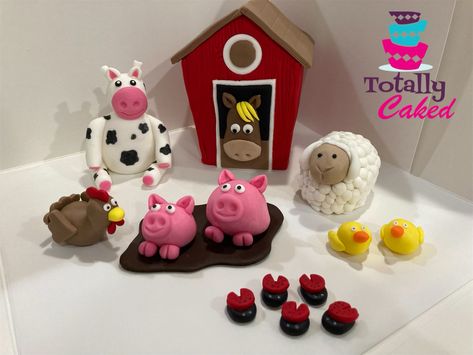 Farm yard cake toppers Tractor Cake Topper, Farm Cake Topper, Farm Animal Cake, Horse Cake Toppers, Barn Cake, Sheep Cake, Farm Animal Cakes, Tractor Cake, Cow Cakes